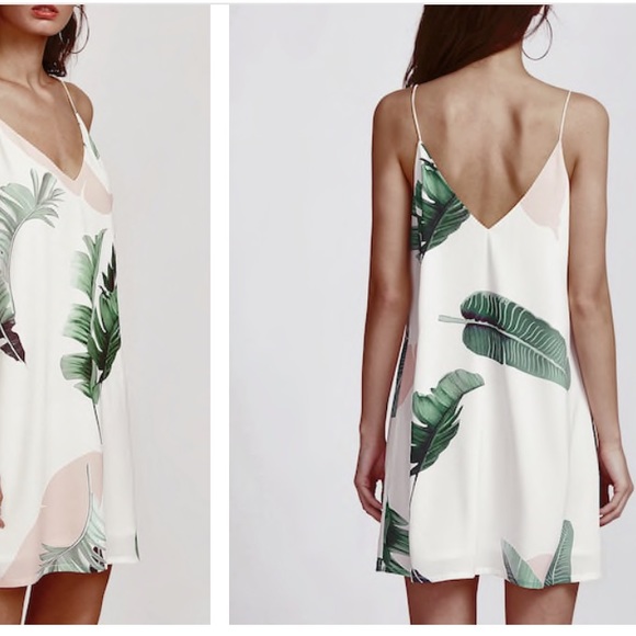 🌟BRAND NEW🌟 White floral dress with palm trees! - Picture 2 of 5